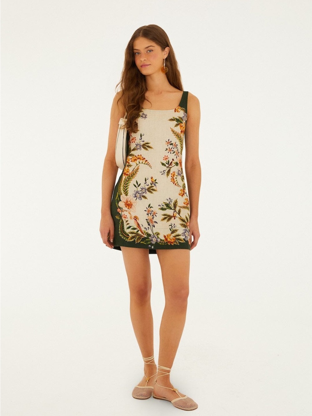 Farm Rio Sand Nature Square Neck Mini Dress XL